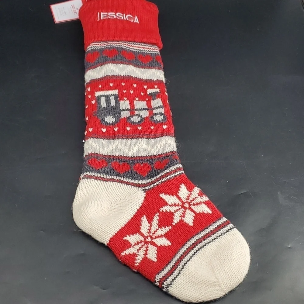 NEW JESSICA Christmas Stocking Pottery Barn Holiday Wool Blend